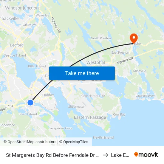 St Margarets Bay Rd Before Ferndale Dr (6169) to Lake Echo map
