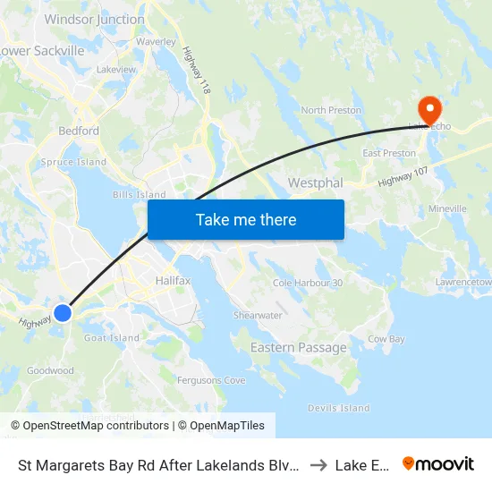 St Margarets Bay Rd After Lakelands Blvd (6160) to Lake Echo map