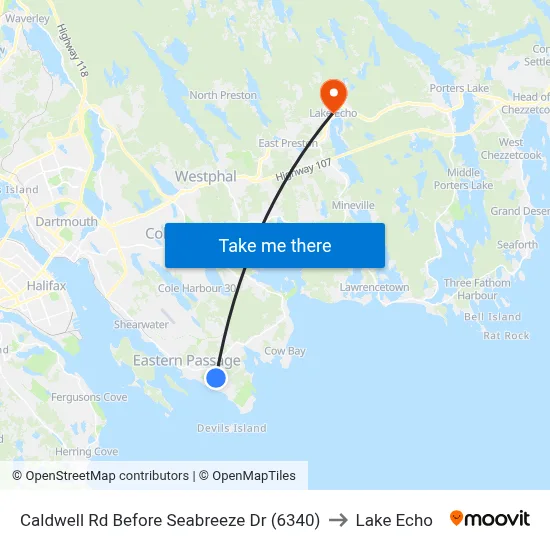 Caldwell Rd Before Seabreeze Dr (6340) to Lake Echo map