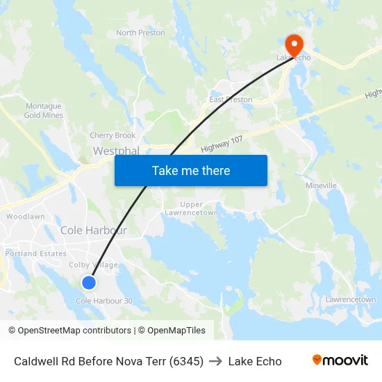 Caldwell Rd Before Nova Terr (6345) to Lake Echo map