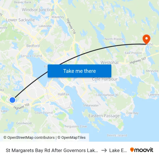 St Margarets Bay Rd After Governors Lake Dr (6186) to Lake Echo map