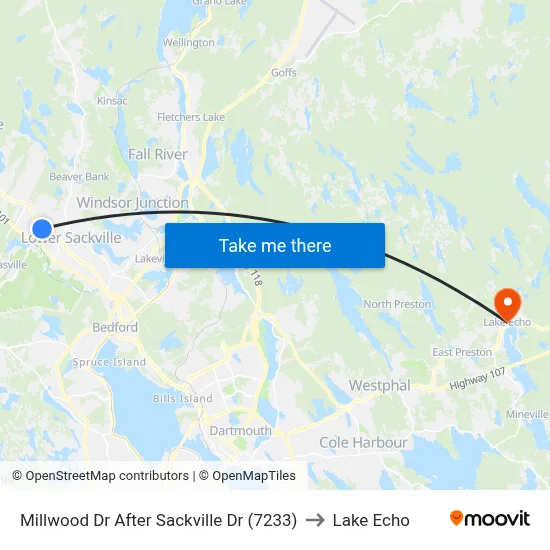 Millwood Dr After Sackville Dr (7233) to Lake Echo map