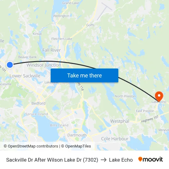 Sackville Dr After Wilson Lake Dr  (7302) to Lake Echo map