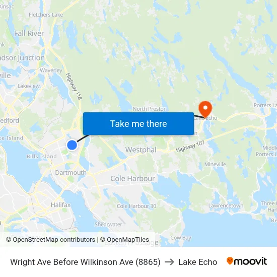 Wright Ave Before Wilkinson Ave (8865) to Lake Echo map