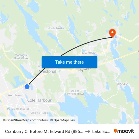 Cranberry Cr Before Mt Edward Rd (8868) to Lake Echo map