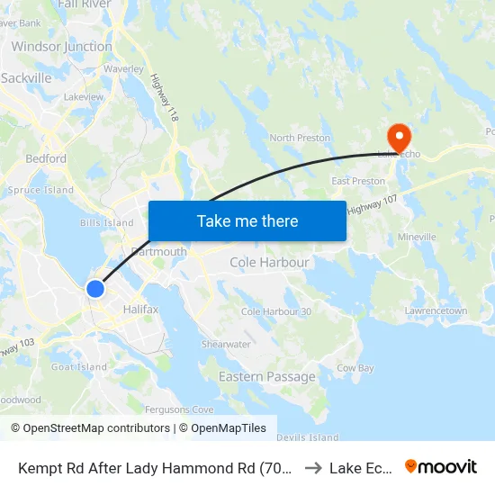 Kempt Rd After Lady Hammond Rd (7045) to Lake Echo map