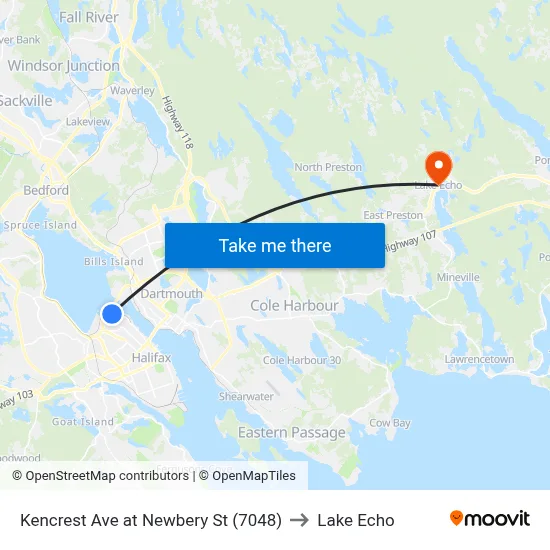 Kencrest Ave at Newbery St (7048) to Lake Echo map