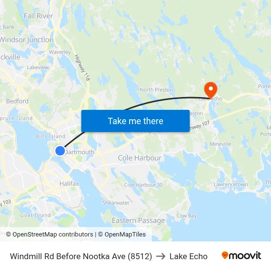 Windmill Rd Before Nootka Ave (8512) to Lake Echo map
