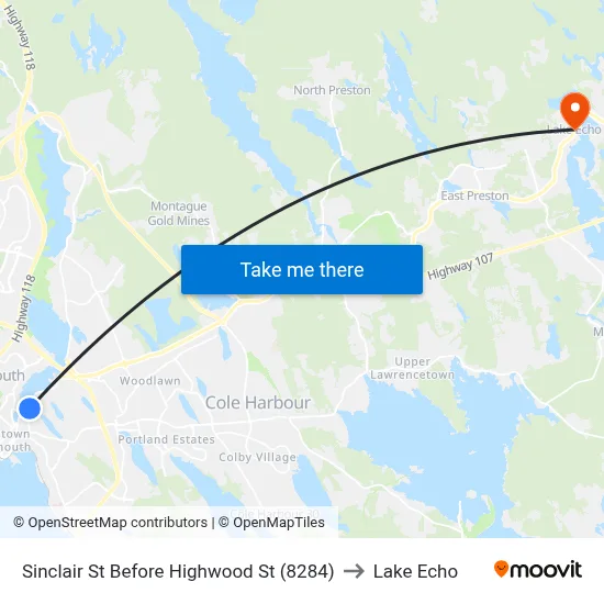 Sinclair St Before Highwood St (8284) to Lake Echo map
