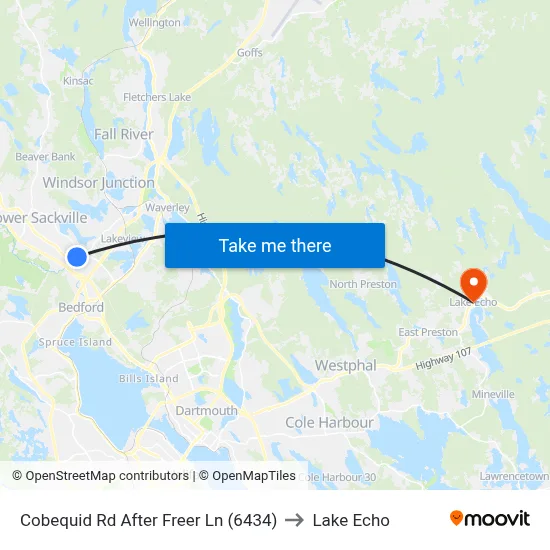 Cobequid Rd After Freer Ln (6434) to Lake Echo map