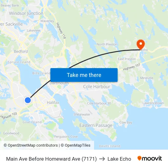 Main Ave Before Homeward Ave (7171) to Lake Echo map