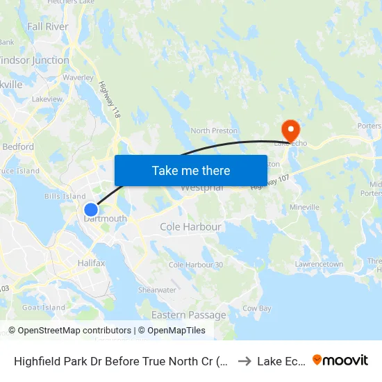 Highfield Park Dr Before True North Cr (6924) to Lake Echo map