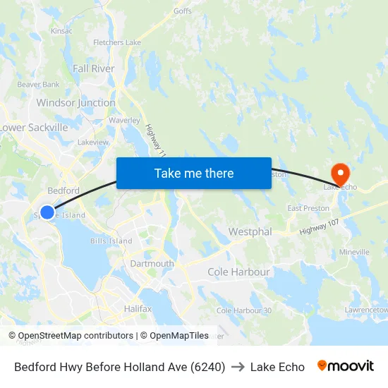 Bedford Hwy Before Holland Ave (6240) to Lake Echo map