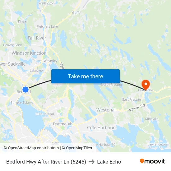Bedford Hwy After River Ln (6245) to Lake Echo map