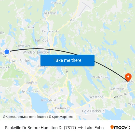 Sackville Dr Before Hamilton Dr (7317) to Lake Echo map