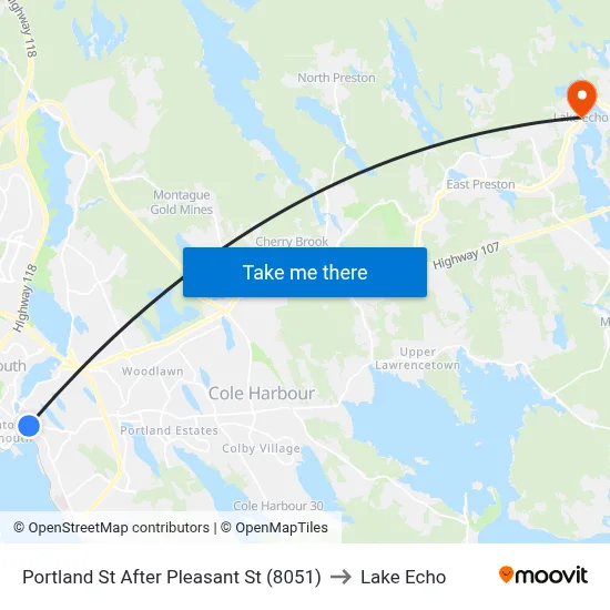 Portland St After Pleasant St (8051) to Lake Echo map