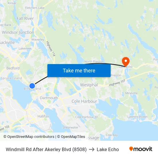 Windmill Rd After Akerley Blvd (8508) to Lake Echo map