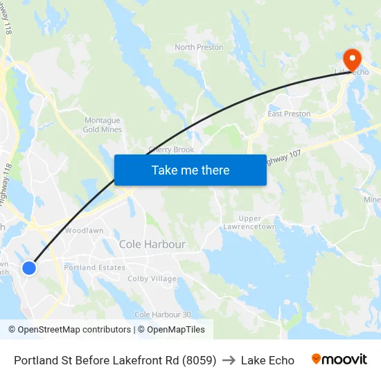 Portland St Before Lakefront Rd (8059) to Lake Echo map