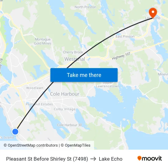 Pleasant St Before Shirley St (7498) to Lake Echo map