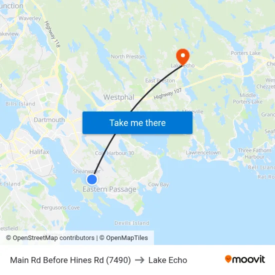 Main Rd Before Hines Rd (7490) to Lake Echo map