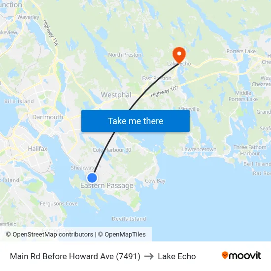 Main Rd Before Howard Ave (7491) to Lake Echo map