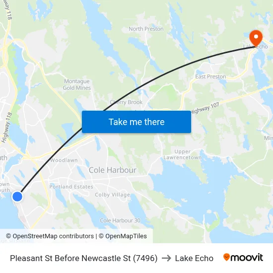Pleasant St Before Newcastle St (7496) to Lake Echo map