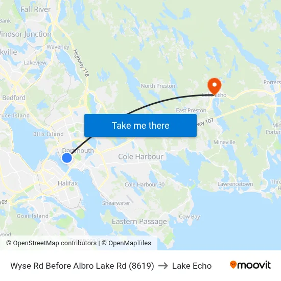Wyse Rd Before Albro Lake Rd (8619) to Lake Echo map