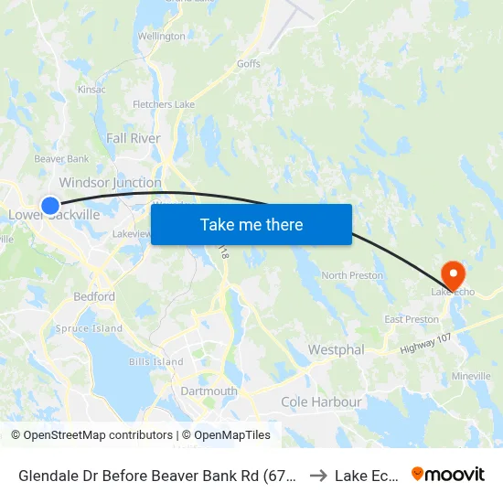 Glendale Dr Before Beaver Bank Rd (6748) to Lake Echo map