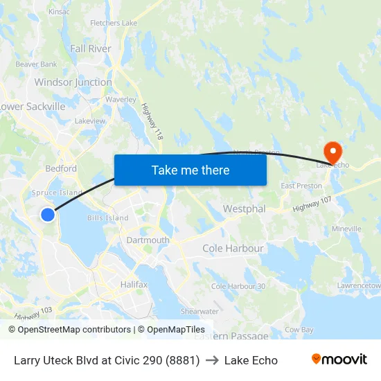 Larry Uteck Blvd at Civic 290 (8881) to Lake Echo map