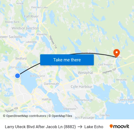 Larry Uteck Blvd After Jacob Ln (8882) to Lake Echo map
