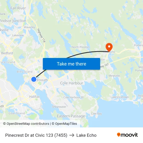 Pinecrest Dr at Civic 123 (7455) to Lake Echo map