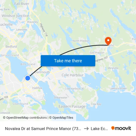 Novalea Dr at Samuel Prince Manor (7368) to Lake Echo map