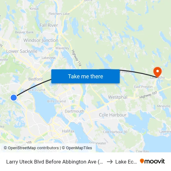 Larry Uteck Blvd Before Abbington Ave (7022) to Lake Echo map