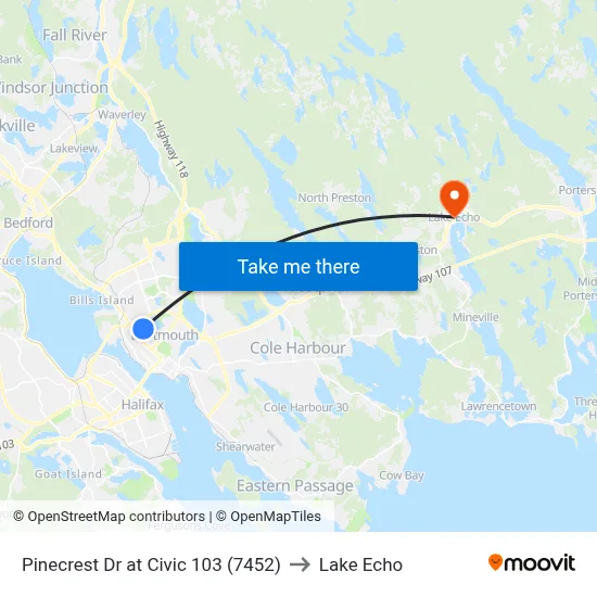 Pinecrest Dr at Civic 103 (7452) to Lake Echo map