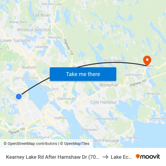 Kearney Lake Rd After Hamshaw Dr (7020) to Lake Echo map