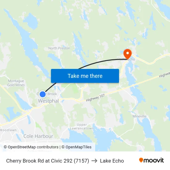 Cherry Brook Rd at Civic 292 (7157) to Lake Echo map