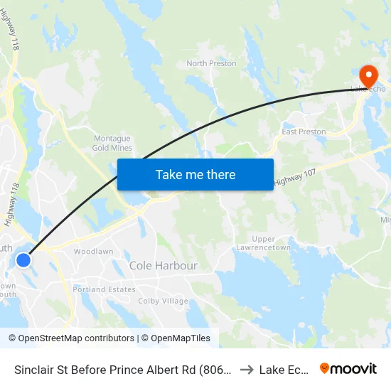 Sinclair St Before Prince Albert Rd (8067) to Lake Echo map
