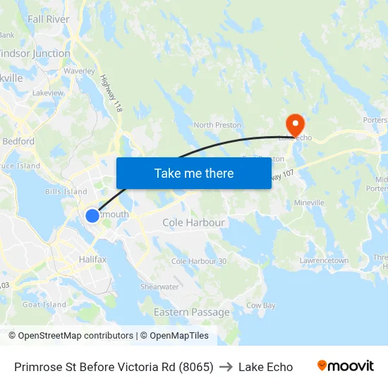 Primrose St Before Victoria Rd (8065) to Lake Echo map