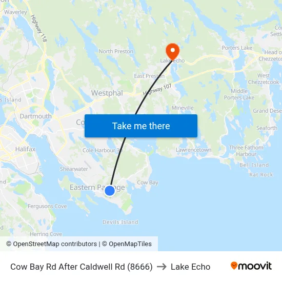 Cow Bay Rd After Caldwell Rd (8666) to Lake Echo map