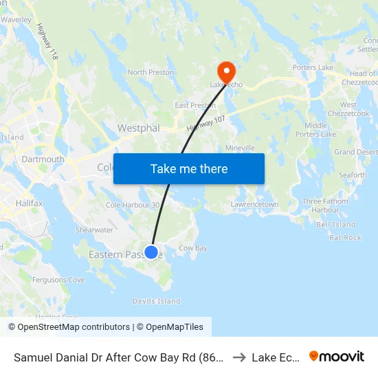 Samuel Danial Dr After Cow Bay Rd (8669) to Lake Echo map