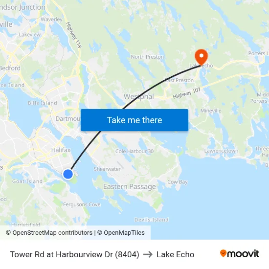 Tower Rd at Harbourview Dr (8404) to Lake Echo map