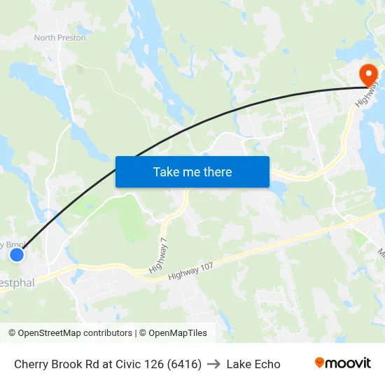 Cherry Brook Rd at Civic 126 (6416) to Lake Echo map