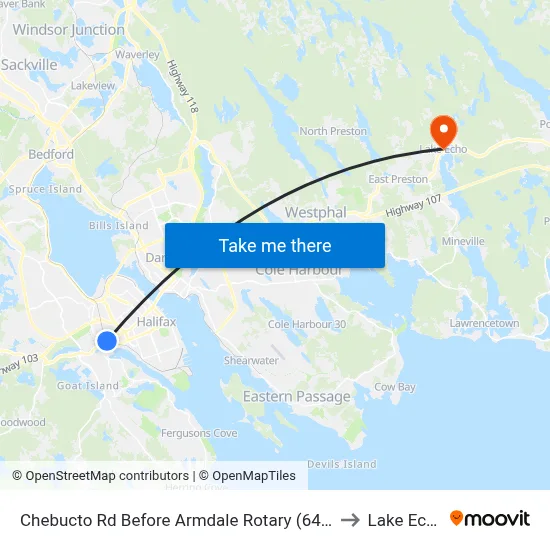Chebucto Rd Before Armdale Rotary (6410) to Lake Echo map