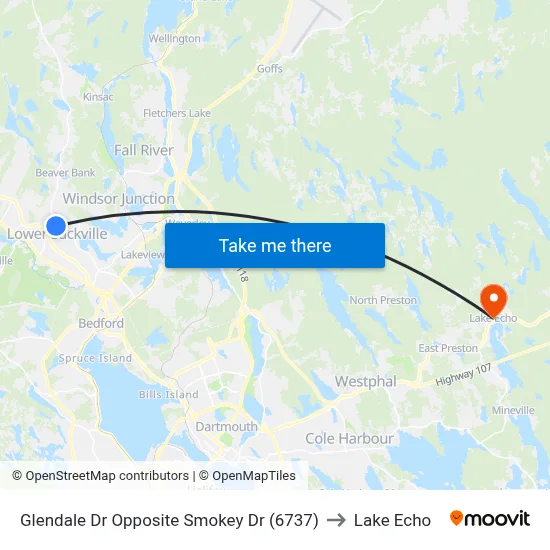 Glendale Dr Opposite Smokey Dr (6737) to Lake Echo map