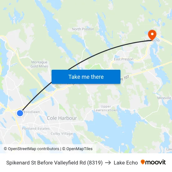 Spikenard St Before Valleyfield Rd (8319) to Lake Echo map