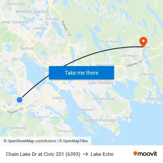 Chain Lake Dr at Civic 201 (6393) to Lake Echo map