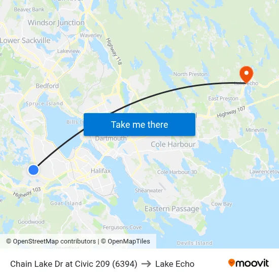 Chain Lake Dr at Civic 209 (6394) to Lake Echo map