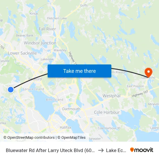 Bluewater Rd After Larry Uteck Blvd (6067) to Lake Echo map