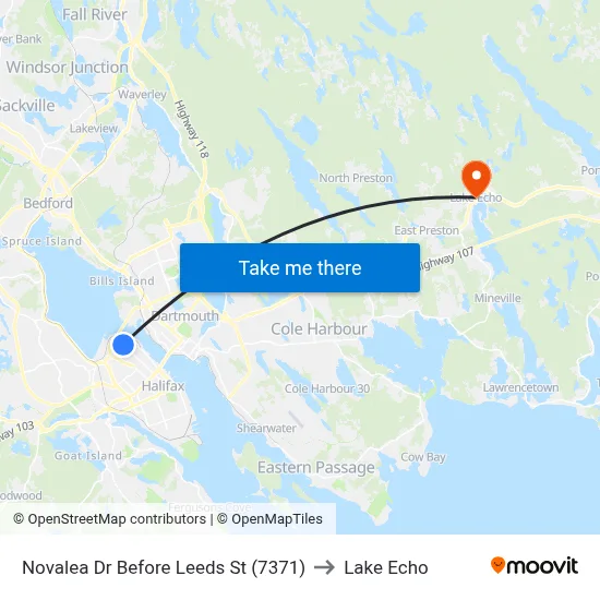 Novalea Dr Before Leeds St (7371) to Lake Echo map