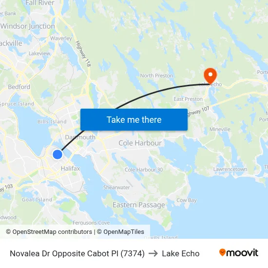 Novalea Dr Opposite Cabot Pl (7374) to Lake Echo map